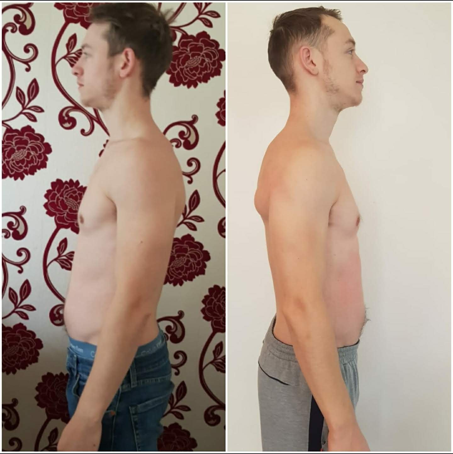 Client side profile transformation, before and after online coaching