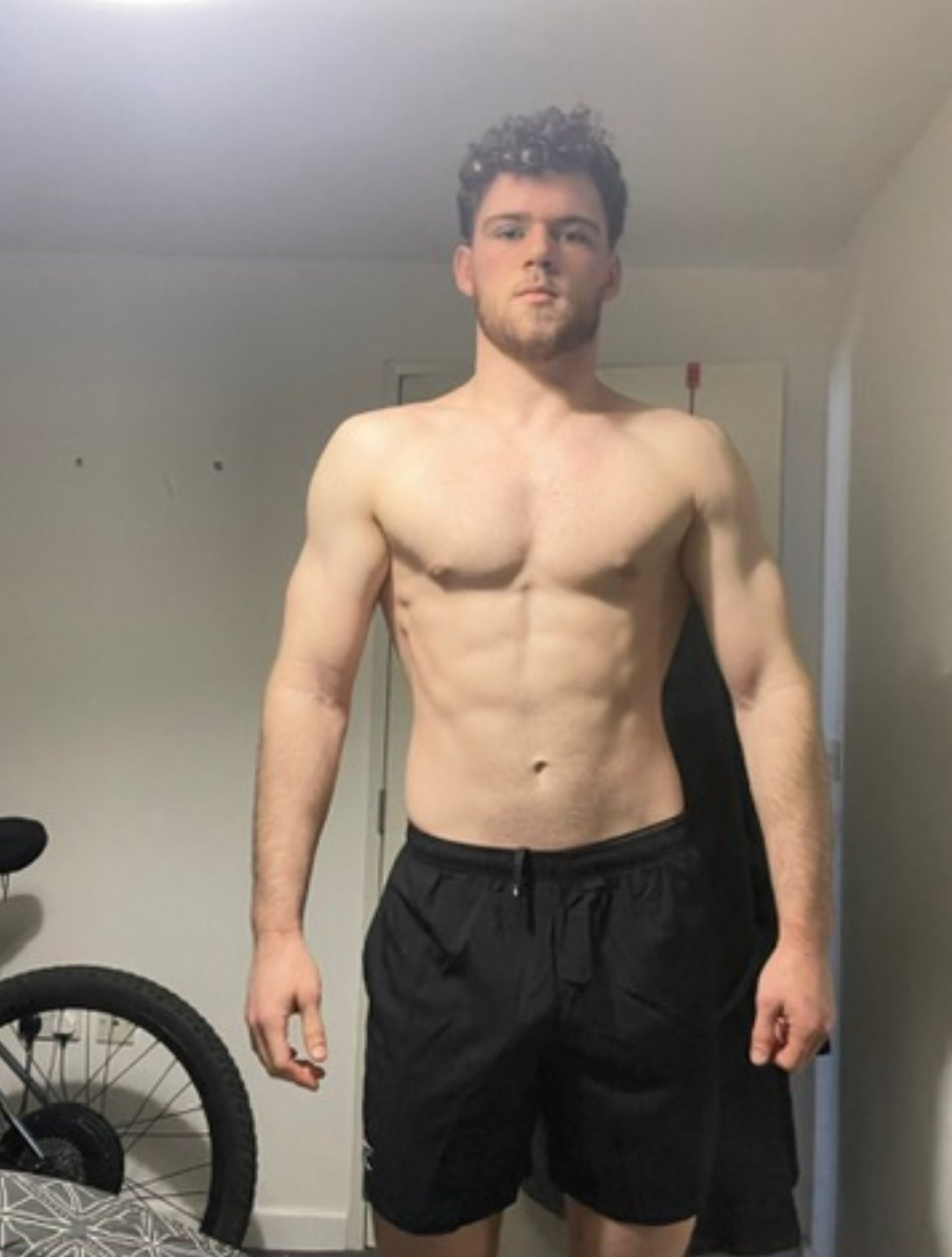 Client physique progress, online coaching client