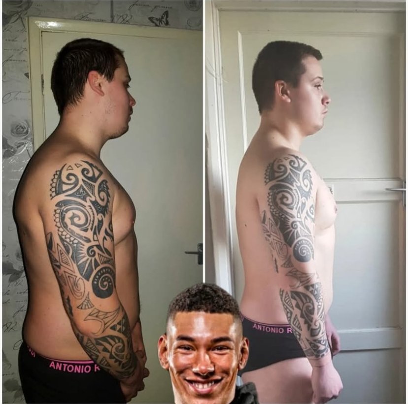 Client physique transformation, before and after