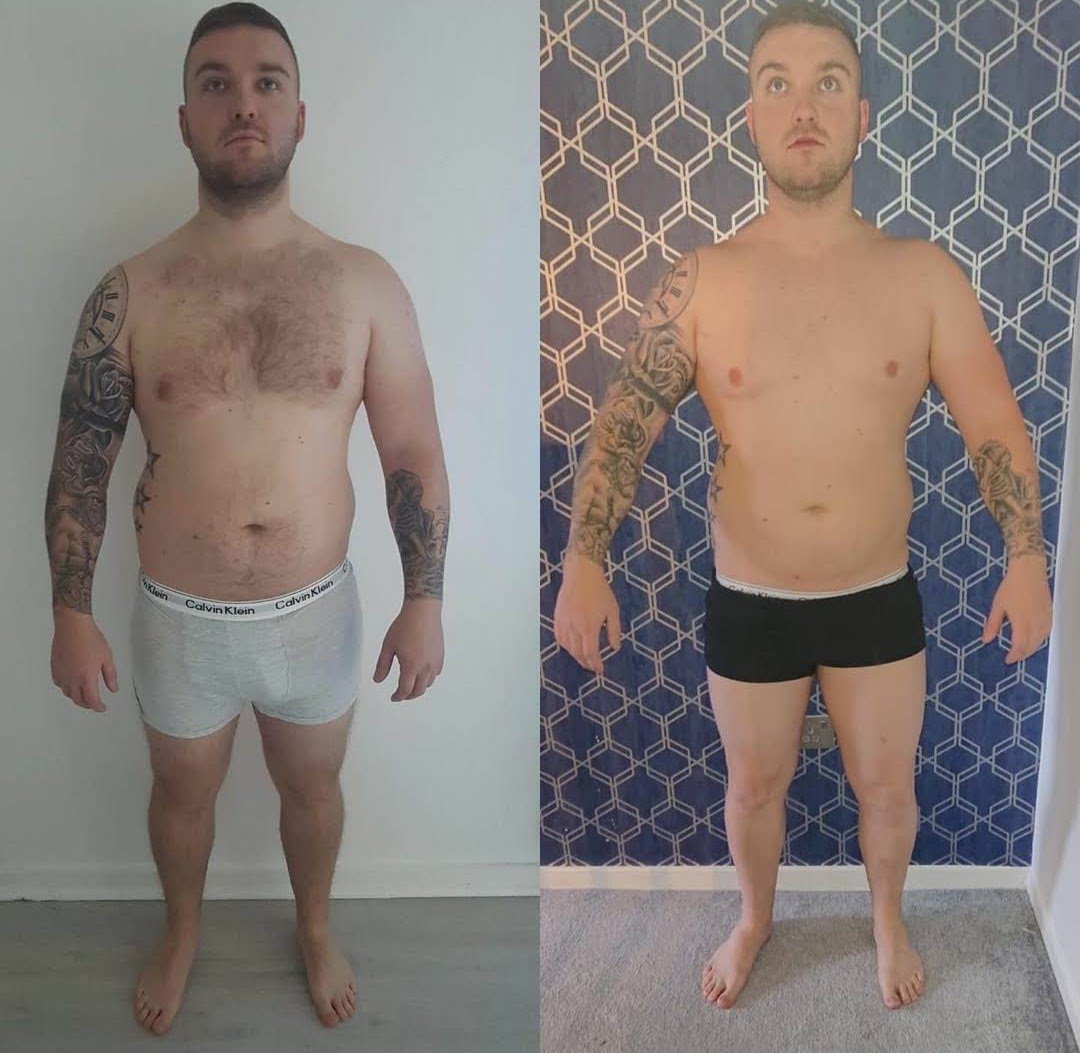 Client transformation, before and after online coaching